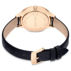 Swarovski Octea Nova Watch Swiss Made, Leather Strap, Black, Rose Gold-tone Finish -Jewelry Store octea nova watch swiss made leather strap black rose gold tone finish swarovski 5650033 3