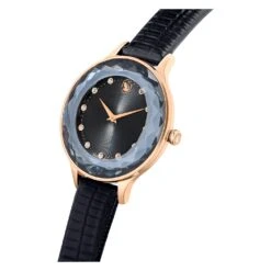 Swarovski Octea Nova Watch Swiss Made, Leather Strap, Black, Rose Gold-tone Finish -Jewelry Store octea nova watch swiss made leather strap black rose gold tone finish swarovski 5650033 4
