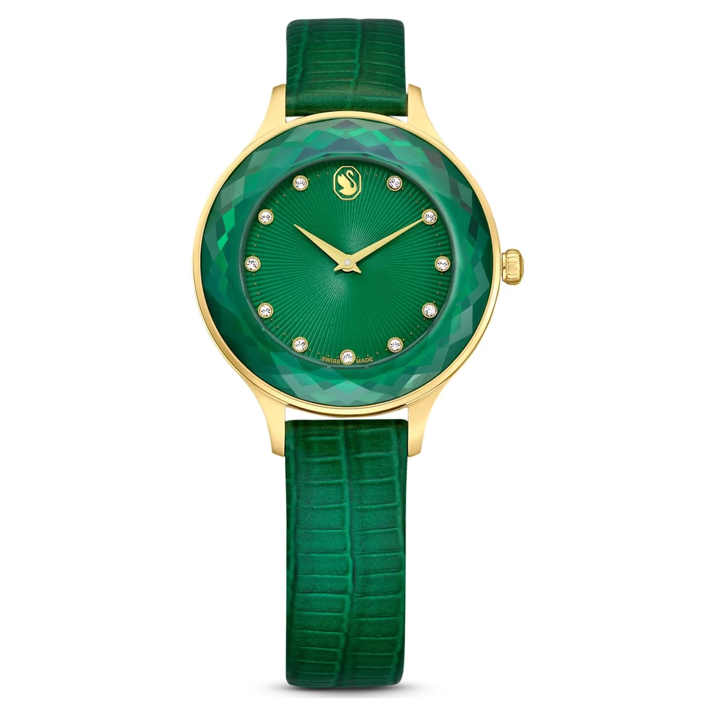 Swarovski Octea Nova Watch Swiss Made, Leather Strap, Green, Gold-tone Finish 4 Swarovski Octea Nova Watch Swiss Made, Leather Strap, Green, Gold-tone Finish - Image 2