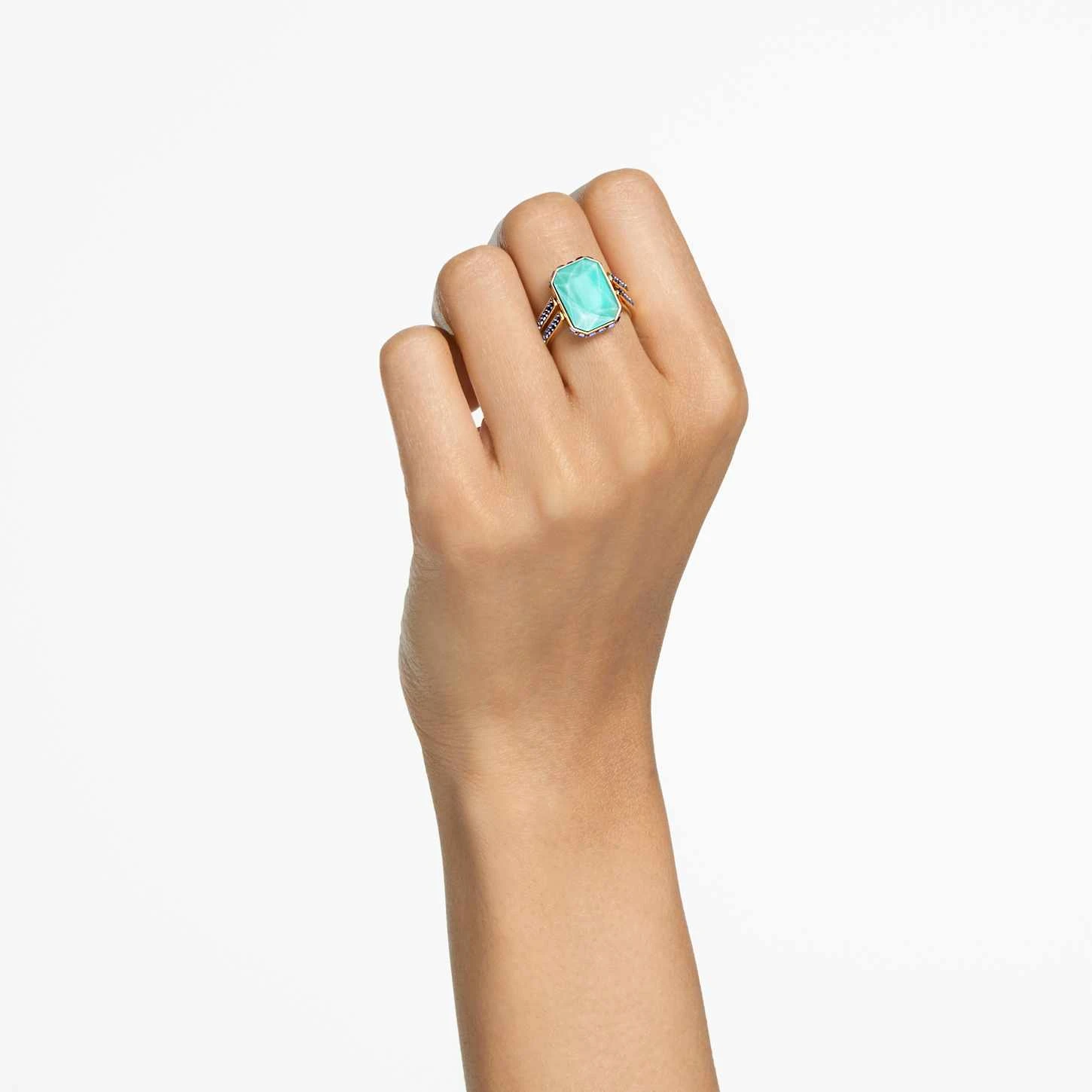 Swarovski Orbita Ring Octagon Cut, Multicolored, Gold-tone Plated