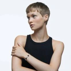 Swarovski Ortyx Bracelet Triangle Cut, Black, Rhodium Plated