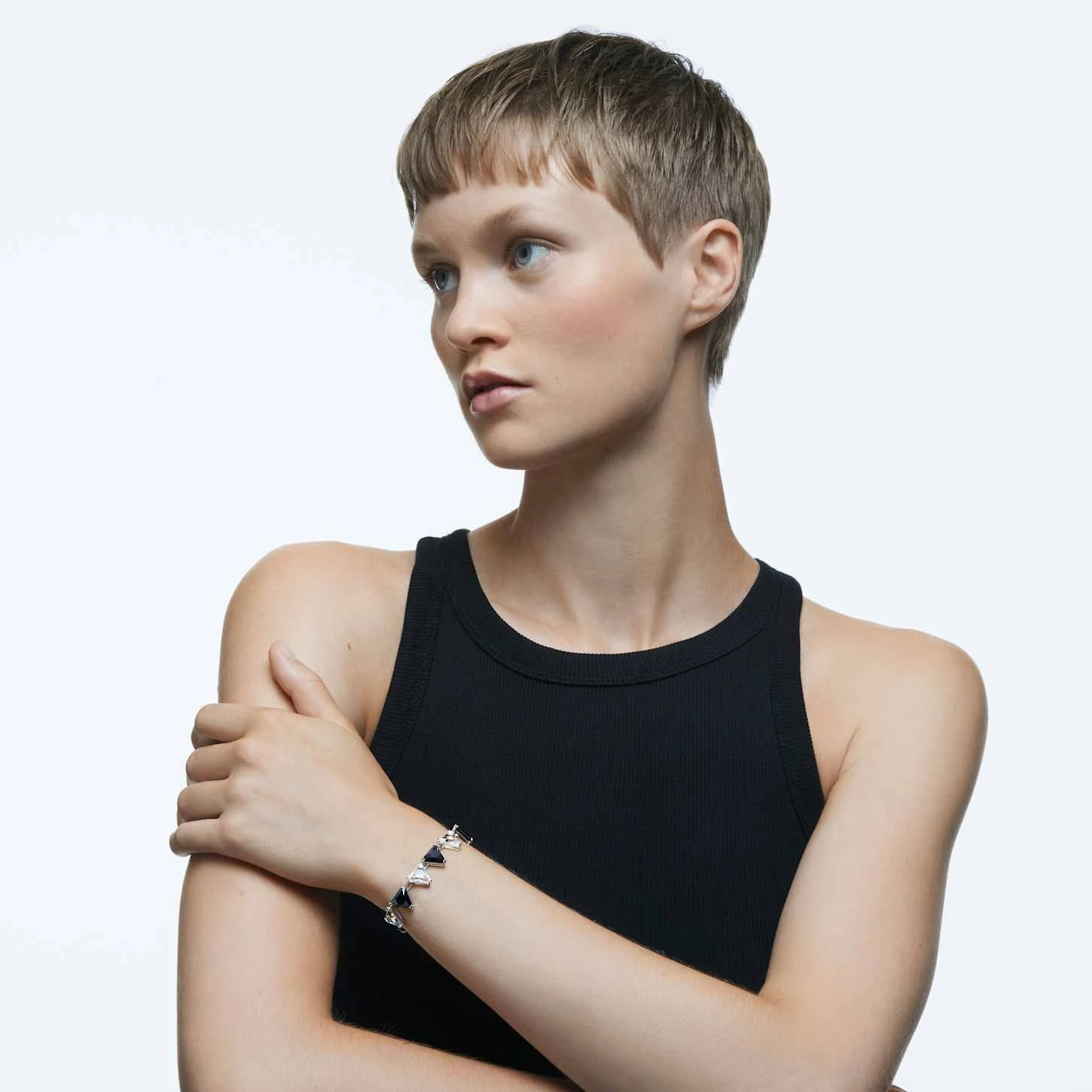 Swarovski Ortyx Bracelet Triangle Cut, Black, Rhodium Plated 3 Swarovski Ortyx Bracelet Triangle Cut, Black, Rhodium Plated