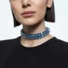 Swarovski Ortyx Choker Pyramid Cut, Blue, Rhodium Plated