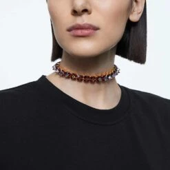 Swarovski Ortyx Choker Pyramid Cut, Purple, Gold-tone Plated