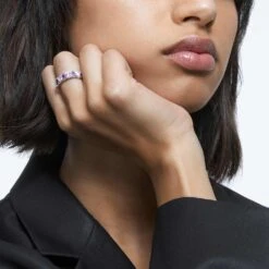 Swarovski Ortyx Cocktail Ring Triangle Cut, Purple, Rhodium Plated