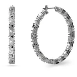 Swarovski Ortyx Hoop Earrings Triangle Cut, Black, Rhodium Plated -Jewelry Store ortyx hoop earrings triangle cut black rhodium plated swarovski 5616911 2