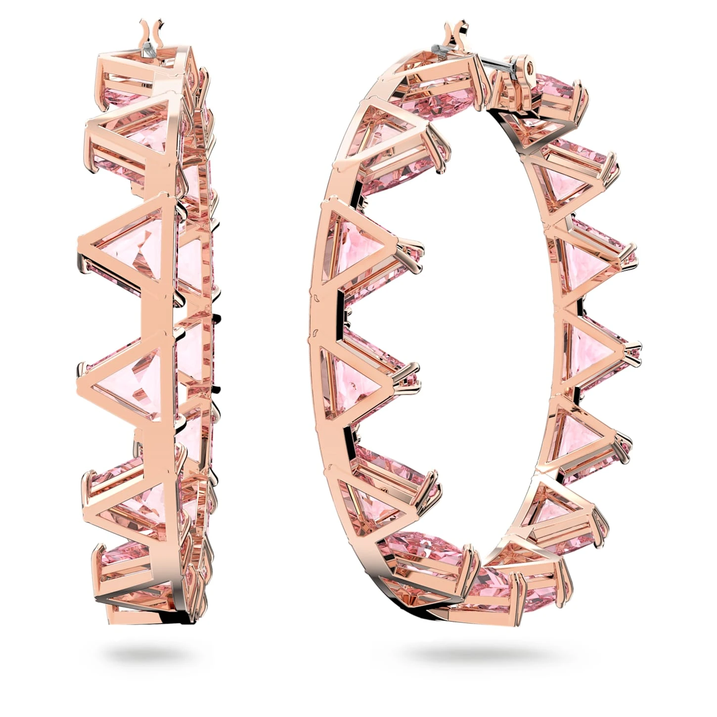 Swarovski Ortyx Hoop Earrings Triangle Cut, Pink, Rose Gold-tone Plated 5 Swarovski Ortyx Hoop Earrings Triangle Cut, Pink, Rose Gold-tone Plated - Image 3