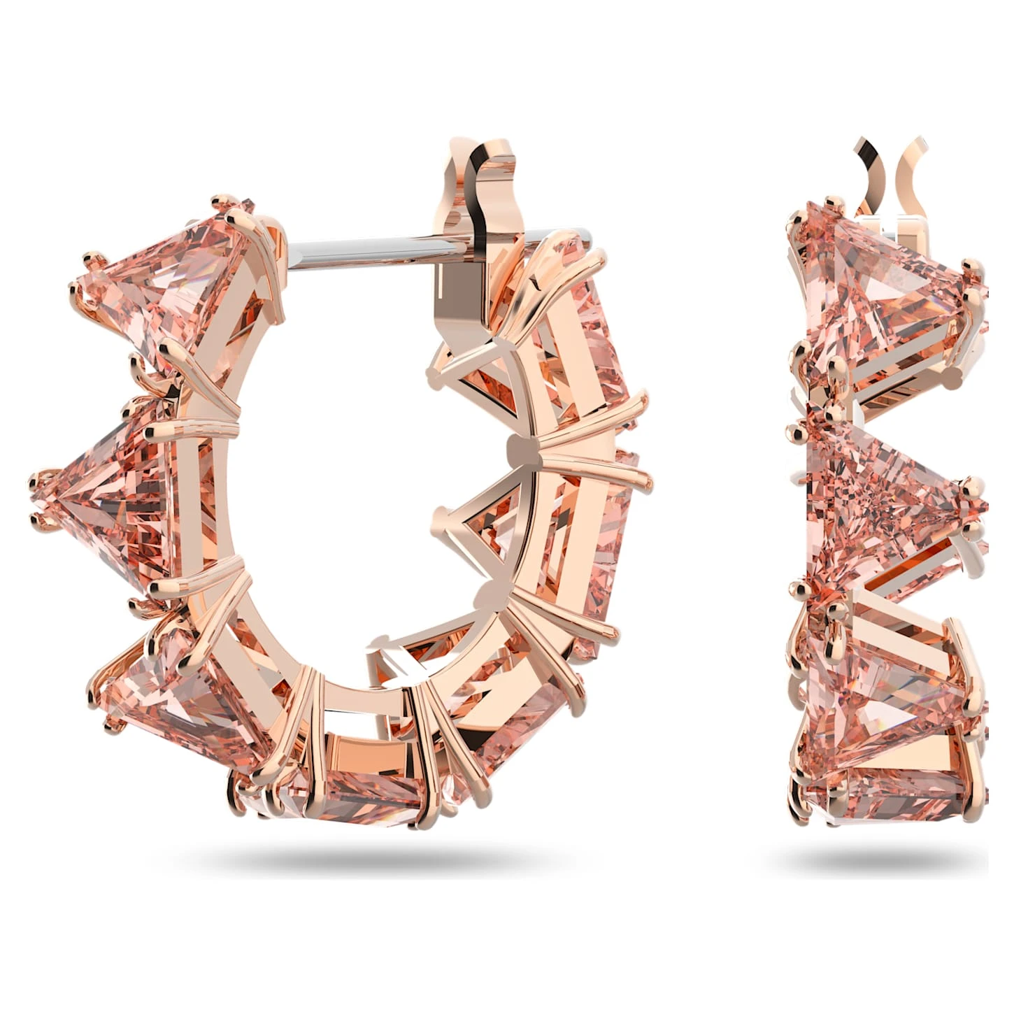 Swarovski Ortyx Hoop Earrings Triangle Cut, Small, Pink, Rose Gold-tone Plated 4 Swarovski Ortyx Hoop Earrings Triangle Cut, Small, Pink, Rose Gold-tone Plated - Image 2