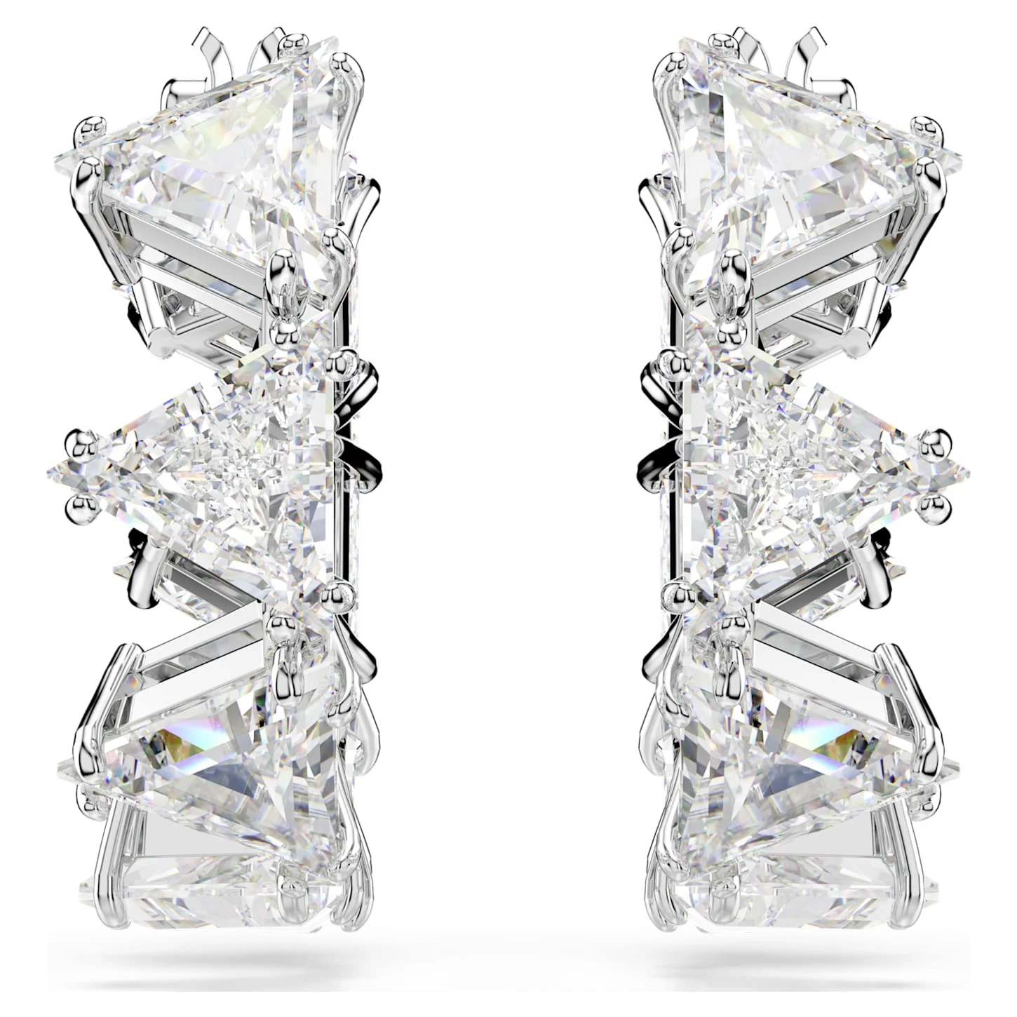 Swarovski Ortyx Hoop Earrings Triangle Cut, Small, White, Rhodium Plated 5 Swarovski Ortyx Hoop Earrings Triangle Cut, Small, White, Rhodium Plated - Image 3
