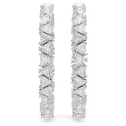 Swarovski Ortyx Hoop Earrings Triangle Cut, White, Rhodium Plated -Jewelry Store ortyx hoop earrings triangle cut white rhodium plated swarovski 5632466 2