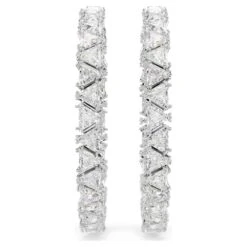 Swarovski Ortyx Hoop Earrings Triangle Cut, White, Rhodium Plated -Jewelry Store ortyx hoop earrings triangle cut white rhodium plated swarovski 5632466 5