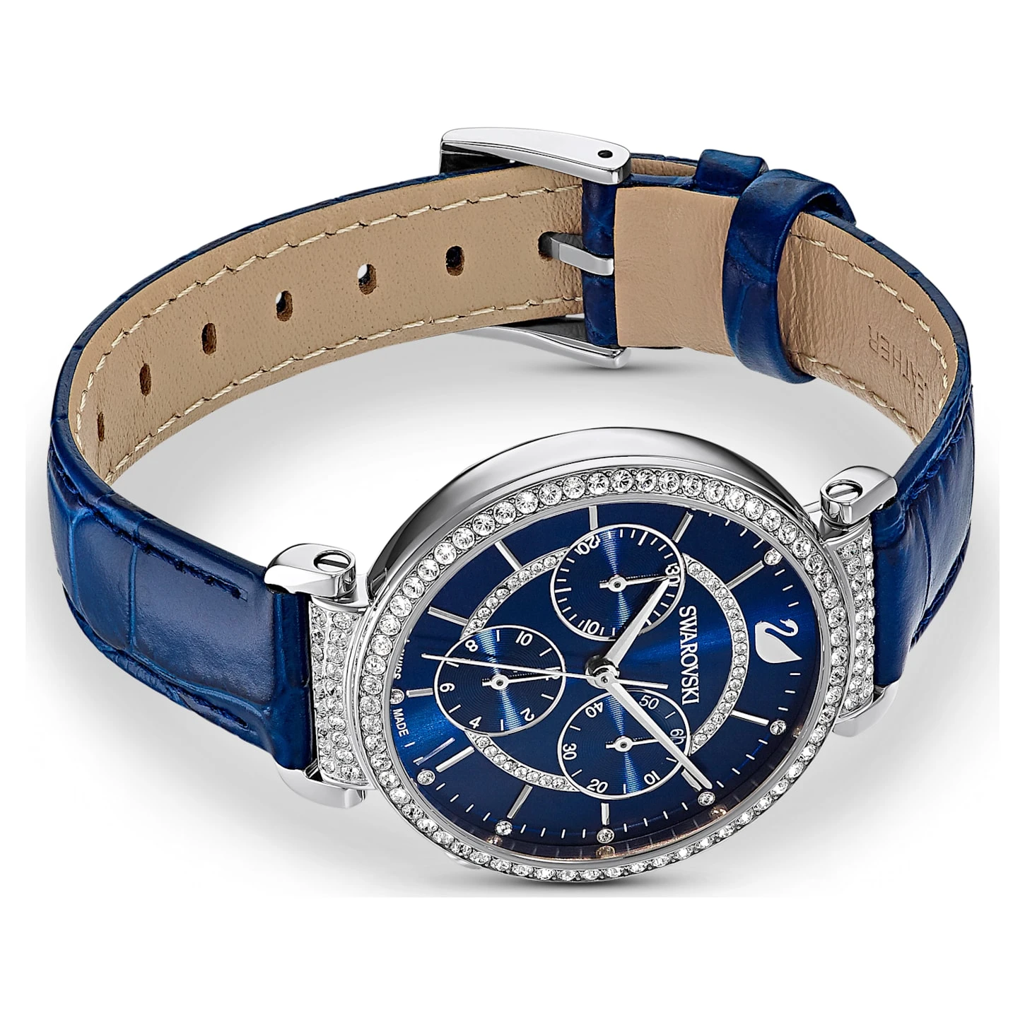 Swarovski Passage Chrono Watch Swiss Made, Leather Strap, Blue, Stainless Steel 5 Swarovski Passage Chrono Watch Swiss Made, Leather Strap, Blue, Stainless Steel - Image 3
