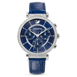 Swarovski Passage Chrono Watch Swiss Made, Leather Strap, Blue, Stainless Steel 11 Swarovski Passage Chrono Watch Swiss Made, Leather Strap, Blue, Stainless Steel -Jewelry Store passage chrono watch swiss made leather strap blue stainless steel swarovski 5580342 4