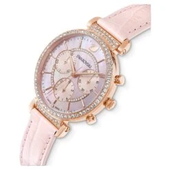 Swarovski Passage Chrono Watch Swiss Made, Leather Strap, Pink, Rose Gold-tone Finish -Jewelry Store passage chrono watch swiss made leather strap pink rose gold tone finish swarovski 5580352 3