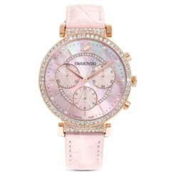 Swarovski Passage Chrono Watch Swiss Made, Leather Strap, Pink, Rose Gold-tone Finish -Jewelry Store passage chrono watch swiss made leather strap pink rose gold tone finish swarovski 5580352 4