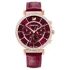 Swarovski Passage Chrono Watch Swiss Made, Leather Strap, Red, Rose Gold-tone Finish