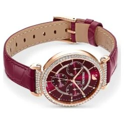 Swarovski Passage Chrono Watch Swiss Made, Leather Strap, Red, Rose Gold-tone Finish -Jewelry Store passage chrono watch swiss made leather strap red rose gold tone finish swarovski 5580345 2