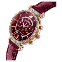 Swarovski Passage Chrono Watch Swiss Made, Leather Strap, Red, Rose Gold-tone Finish -Jewelry Store passage chrono watch swiss made leather strap red rose gold tone finish swarovski 5580345 3