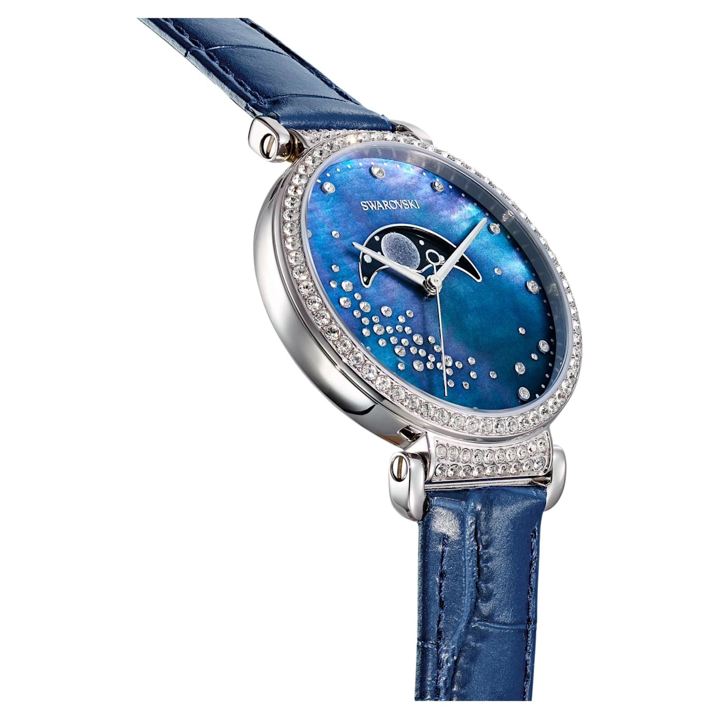 Swarovski Passage Moon Phase Watch Swiss Made, Moon, Leather Strap, Blue, Stainless Steel 8 Swarovski Passage Moon Phase Watch Swiss Made, Moon, Leather Strap, Blue, Stainless Steel - Image 6