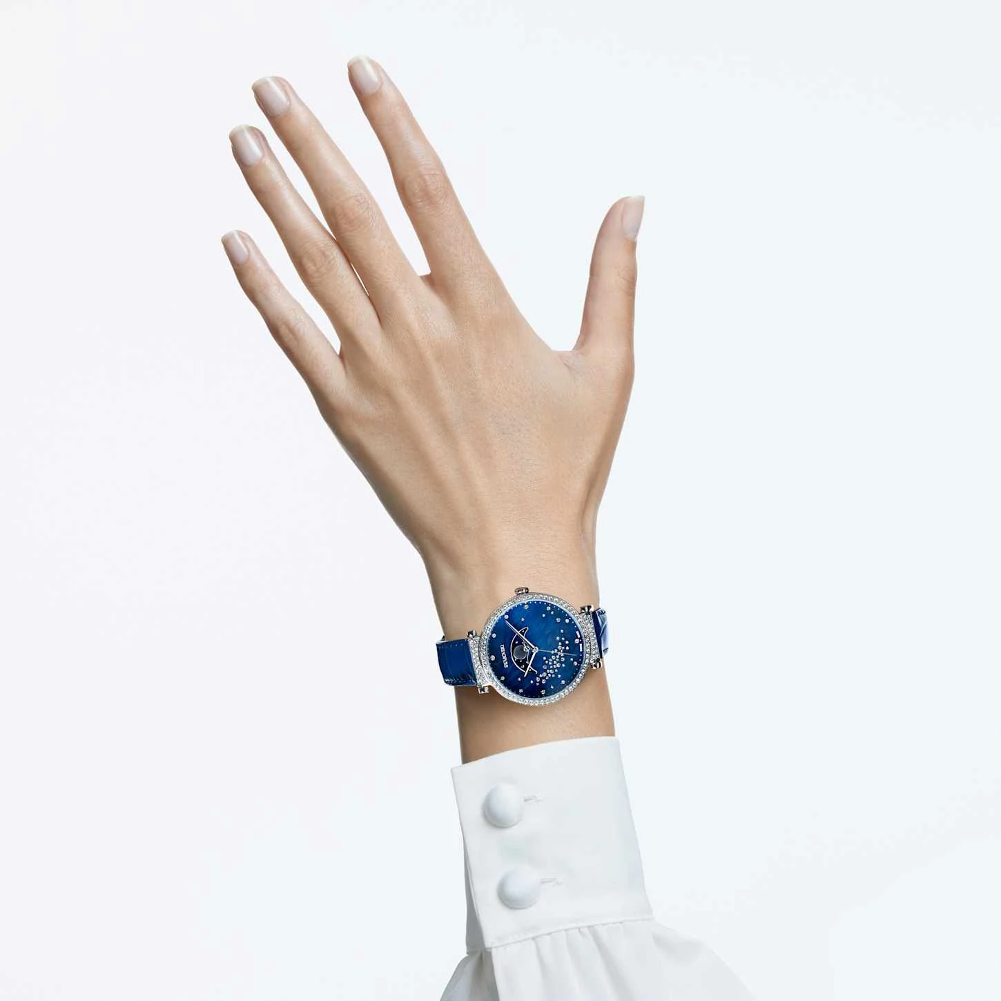 Swarovski Passage Moon Phase Watch Swiss Made, Moon, Leather Strap, Blue, Stainless Steel 3 Swarovski Passage Moon Phase Watch Swiss Made, Moon, Leather Strap, Blue, Stainless Steel