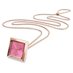 Swarovski Pendant Watch Triangle Cut, Pink, Rose Gold-tone Finish -Jewelry Store pendant watch triangle cut pink rose gold tone finish swarovski 5628296 2