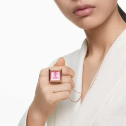 Swarovski Pendant Watch Triangle Cut, Pink, Rose Gold-tone Finish -Jewelry Store pendant watch triangle cut pink rose gold tone finish swarovski 5628296 4