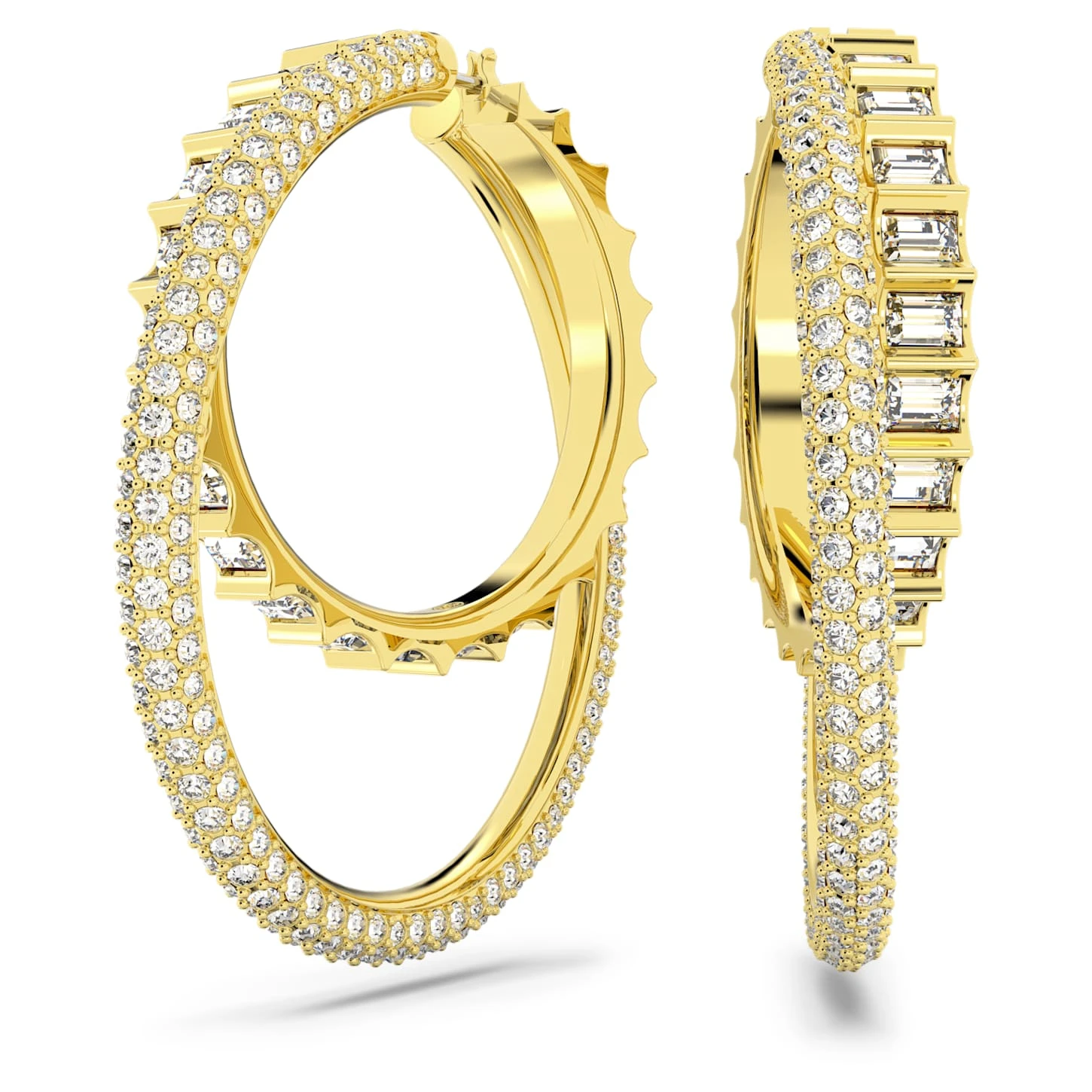 Swarovski Rota Hoop Earrings Mixed Cuts, White, Gold-tone Plated 4 Swarovski Rota Hoop Earrings Mixed Cuts, White, Gold-tone Plated - Image 2