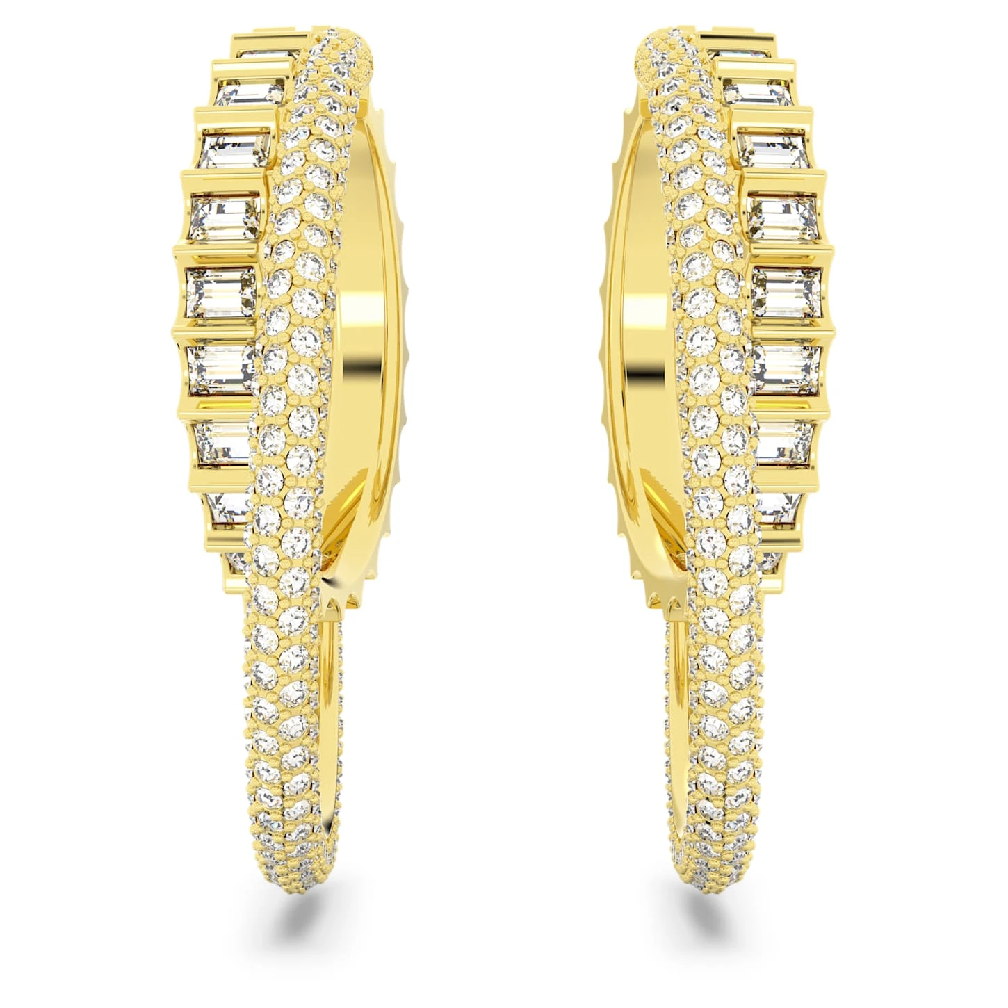 Swarovski Rota Hoop Earrings Mixed Cuts, White, Gold-tone Plated 5 Swarovski Rota Hoop Earrings Mixed Cuts, White, Gold-tone Plated - Image 3