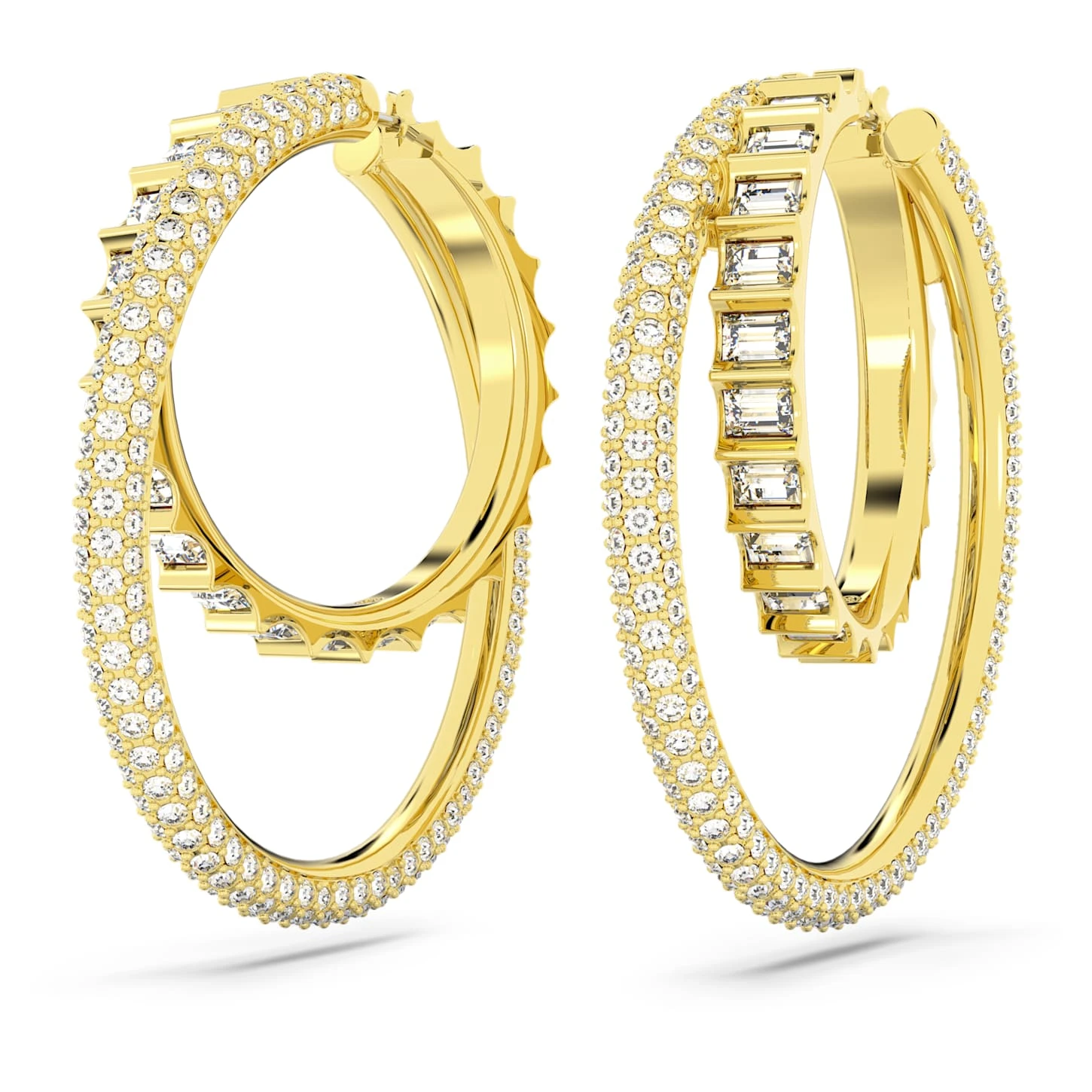 Swarovski Rota Hoop Earrings Mixed Cuts, White, Gold-tone Plated 6 Swarovski Rota Hoop Earrings Mixed Cuts, White, Gold-tone Plated - Image 4