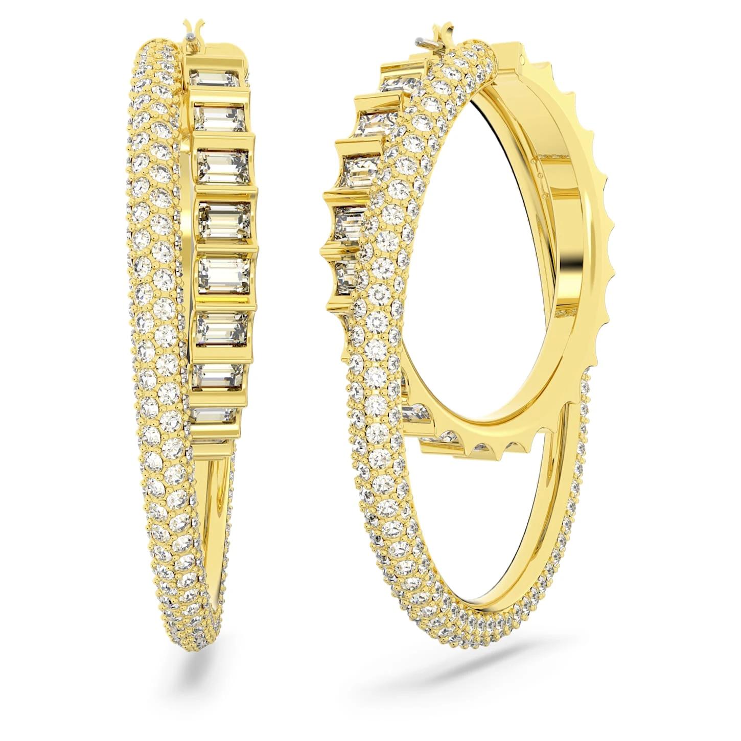 Swarovski Rota Hoop Earrings Mixed Cuts, White, Gold-tone Plated 7 Swarovski Rota Hoop Earrings Mixed Cuts, White, Gold-tone Plated - Image 5