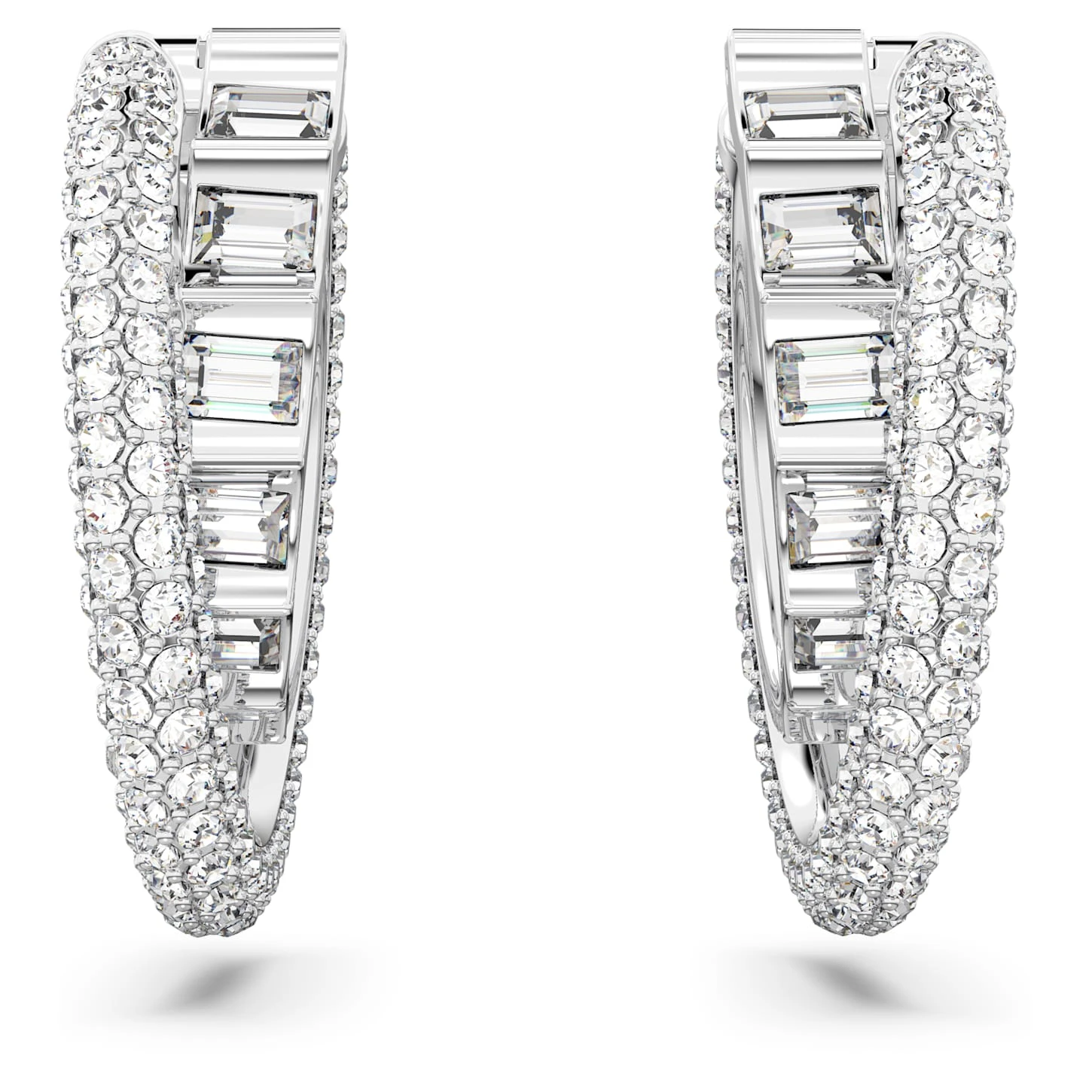Swarovski Rota Hoop Earrings Mixed Cuts, White, Rhodium Plated 5 Swarovski Rota Hoop Earrings Mixed Cuts, White, Rhodium Plated - Image 3