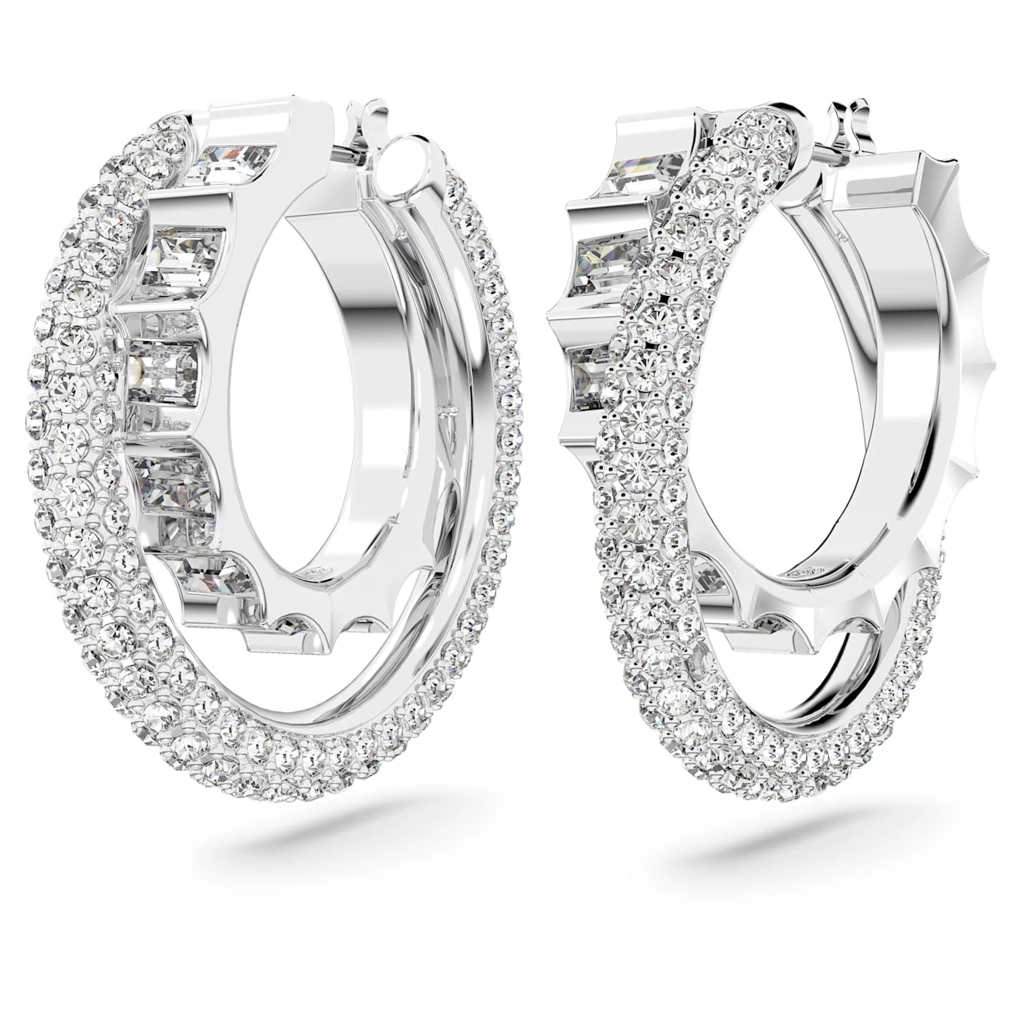 Swarovski Rota Hoop Earrings Mixed Cuts, White, Rhodium Plated 6 Swarovski Rota Hoop Earrings Mixed Cuts, White, Rhodium Plated - Image 4
