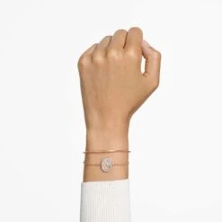 Swarovski Signum Bangle Swan, White, Rose Gold-tone Plated