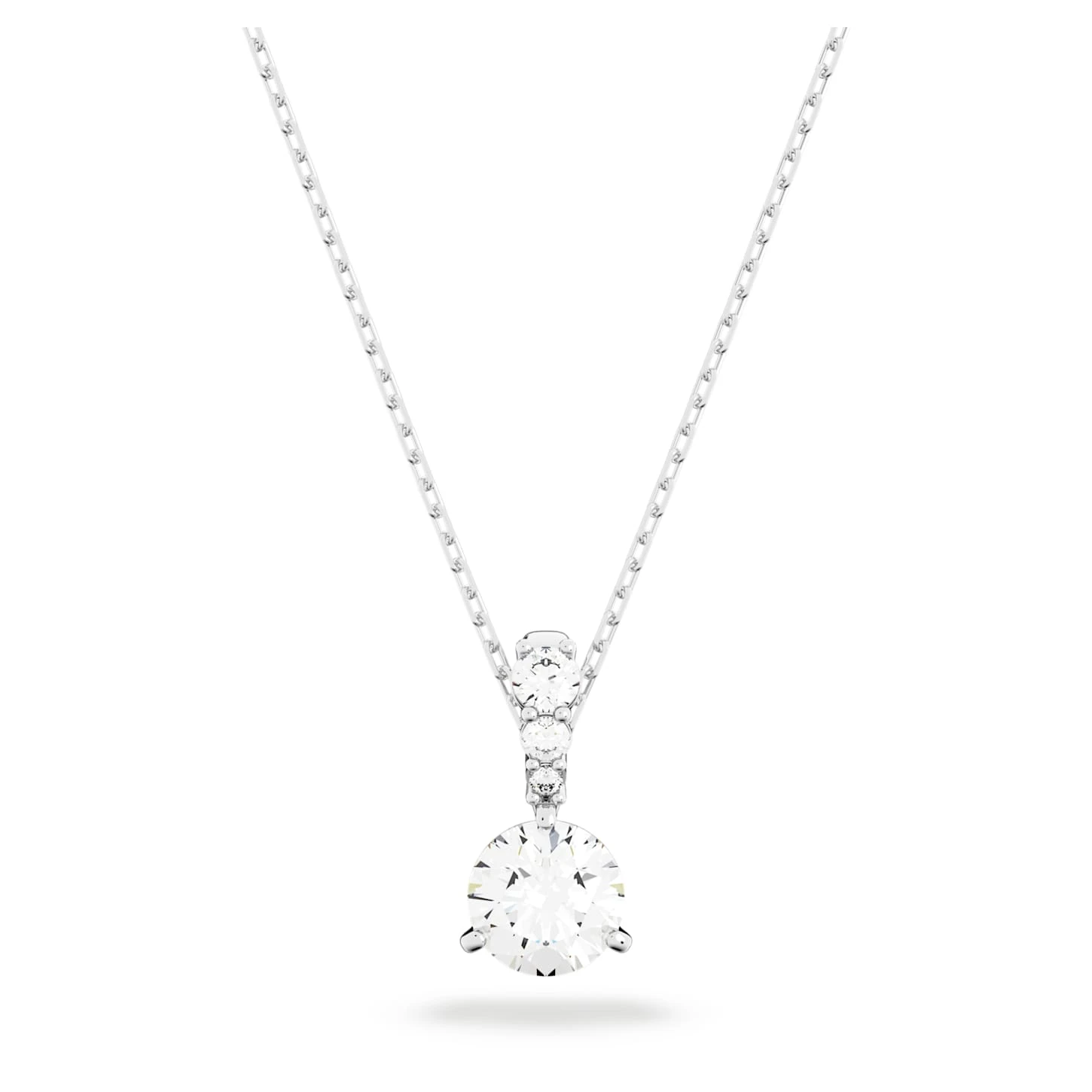 Swarovski Solitaire Pendant Round Cut, White, Rhodium Plated 4 Swarovski Solitaire Pendant Round Cut, White, Rhodium Plated - Image 2