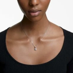 Swarovski Solitaire Pendant Round Cut, White, Rhodium Plated