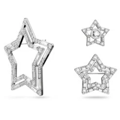 Swarovski Stella Brooch Set (3), Mixed Cuts, Star, White, Rhodium Plated -Jewelry Store stella brooch set 28329 mixed cuts star white rhodium plated swarovski 5618048 2