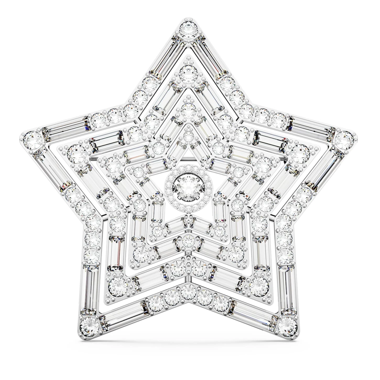 Swarovski Stella Brooch Star, Large, White, Rhodium Plated 4 Swarovski Stella Brooch Star, Large, White, Rhodium Plated - Image 2