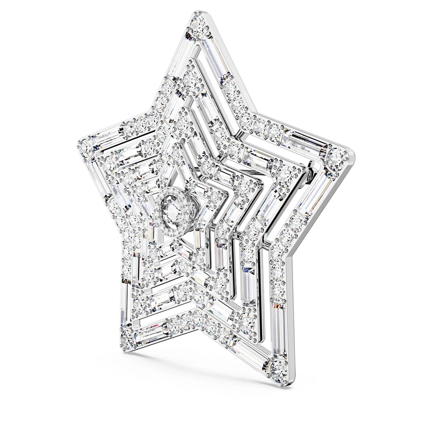 Swarovski Stella Brooch Star, Large, White, Rhodium Plated 5 Swarovski Stella Brooch Star, Large, White, Rhodium Plated - Image 3