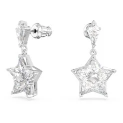 Swarovski Stella Drop Earrings Kite Cut, Star, White, Rhodium Plated -Jewelry Store stella drop earrings kite cut star white rhodium plated swarovski 5652002 2