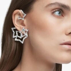Swarovski Stella Ear Cuff Set (3), Mixed Cuts, Star, White, Rhodium Plated -Jewelry Store stella ear cuff set 28329 mixed cuts star white rhodium plated swarovski 5617757 5