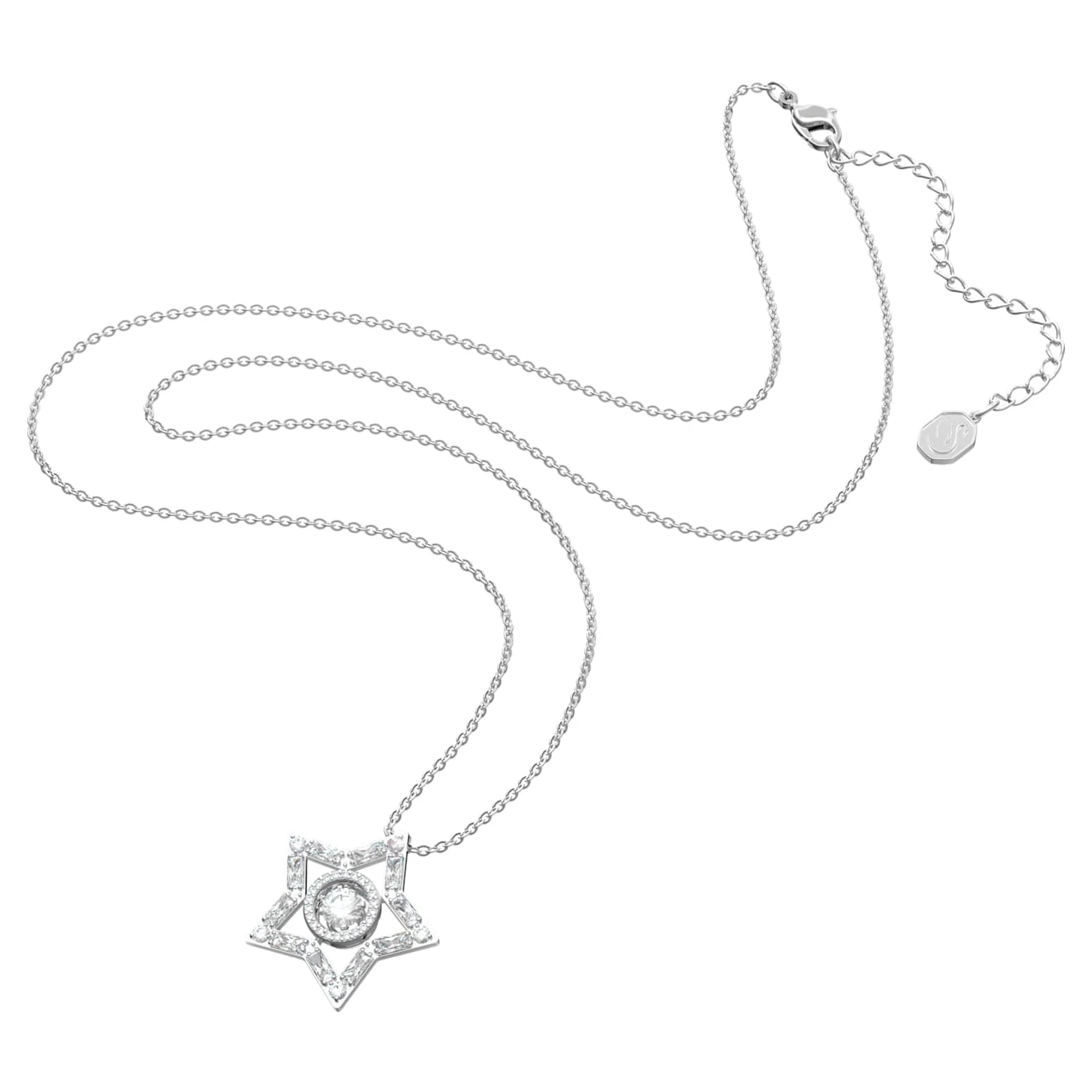 Swarovski Stella Pendant Mixed Cuts, Star, Long, White, Rhodium Plated 5 Swarovski Stella Pendant Mixed Cuts, Star, Long, White, Rhodium Plated - Image 3