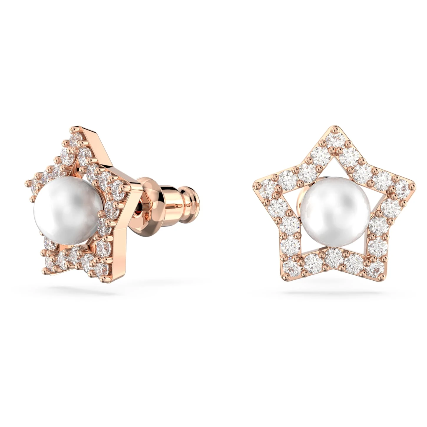 Swarovski Stella Stud Earrings Round Cut, Star, White, Rose Gold-tone Plated 5 Swarovski Stella Stud Earrings Round Cut, Star, White, Rose Gold-tone Plated - Image 3