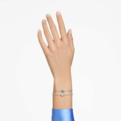 Swarovski Stilla Bangle Mixed Cuts, Blue, Rhodium Plated