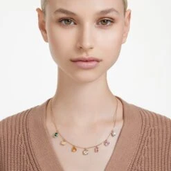 Swarovski Stilla Necklace Mixed Cuts, Multicolored, Gold-tone Plated