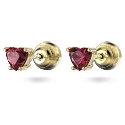 Swarovski Stilla Stud Earrings Heart, Red, Gold-tone Plated -Jewelry Store stilla stud earrings heart red gold tone plated swarovski 5639133 3