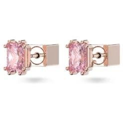Swarovski Stilla Stud Earrings Rectangular Cut, Pink, Rose Gold-tone Plated -Jewelry Store stilla stud earrings rectangular cut pink rose gold tone plated swarovski 5639136 3