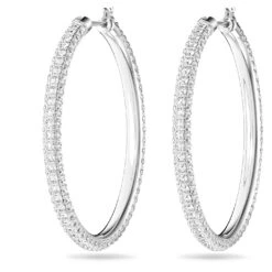 Swarovski Stone Hoop Earrings Pavé, Large, White, Rhodium Plated 11 Swarovski Stone Hoop Earrings Pavé, Large, White, Rhodium Plated -Jewelry Store stone hoop earrings pavC3A9 large white rhodium plated swarovski 5389432 3