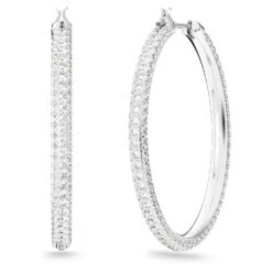 Swarovski Stone Hoop Earrings Pavé, Large, White, Rhodium Plated 12 Swarovski Stone Hoop Earrings Pavé, Large, White, Rhodium Plated -Jewelry Store stone hoop earrings pavC3A9 large white rhodium plated swarovski 5389432 4
