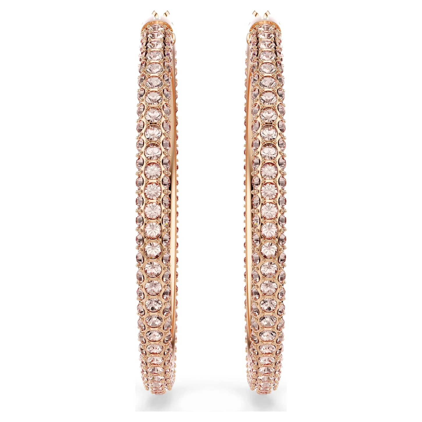 Swarovski Stone Hoop Earrings Pavé, Large, White, Rose Gold-tone Plated 5 Swarovski Stone Hoop Earrings Pavé, Large, White, Rose Gold-tone Plated - Image 3