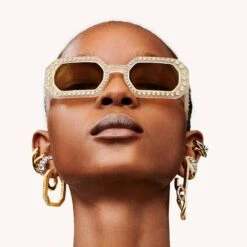 Swarovski Sunglasses Octagon Shape, Pavé, SK0345 21J, Yellow -Jewelry Store sunglasses octagon shape pavC3A9 sk0345 21j yellow swarovski 5625302 2